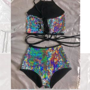 Rainbow, reflective, multicolor, full rave set.